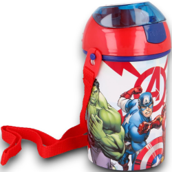 Borraccia Pop Up con Beccuccio e Tracolla - 450 ml - Avengers