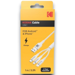 Kodak - Cavo 3 in 1 - Usb A 2.0/Usb-C/Micro Usb - 1 mt