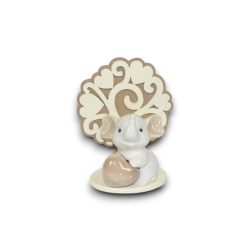 Elefante con cuore Beige e albero della vita -  16x6,5x12,5 cm,