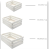  Set 3 Cassette in Legno Bianco Impilabili, misure 22x12x7cm, 26x16x8,