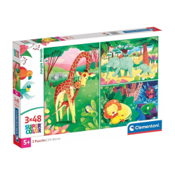 Clementoni - Puzzle Animali Savana - 3x48 pezzi