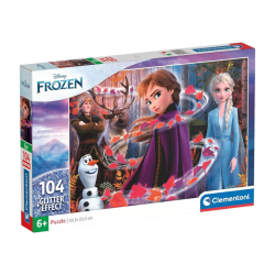 Clementoni - Puzzle Frozen Glitter - 104 Pezzi