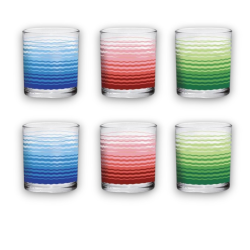 Set 6 Bicchieri in Vetro Everyday Multicolore, capacità 220 ml,Traspar