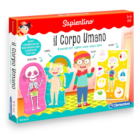 Clementoni Sapientino Il Corpo Umano gioco corpo umano, 8 puzzle incas