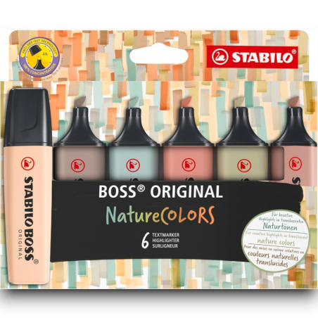 Evidenziatore - STABILO BOSS ORIGINAL NatureCOLORS - Astuccio da 6 - S