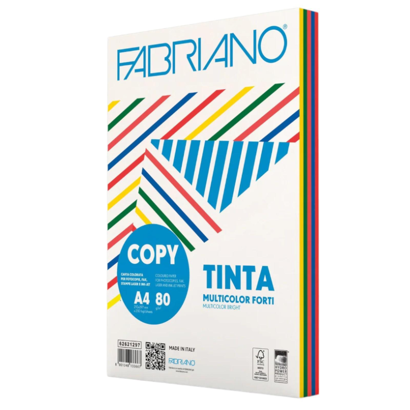 FABRIANO - Carta copy tinta multicolor a4 80gr 250fg mix 5 colori fort