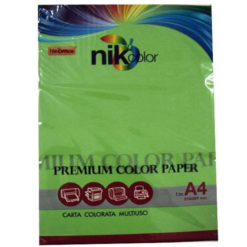 RISMA CARTA COLORATA 100 FF A4 VERDE FORTE 200 GR 210x297 MM INKSET LA