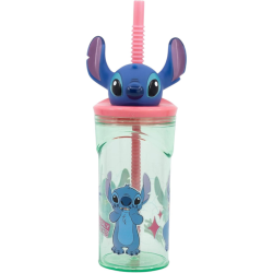 Stitch - Bicchiere Tritan 3D con cannuccia - 360 ML