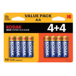 Kodak - Conf. 8 Batterie AA Alcalina (Stilo) Max