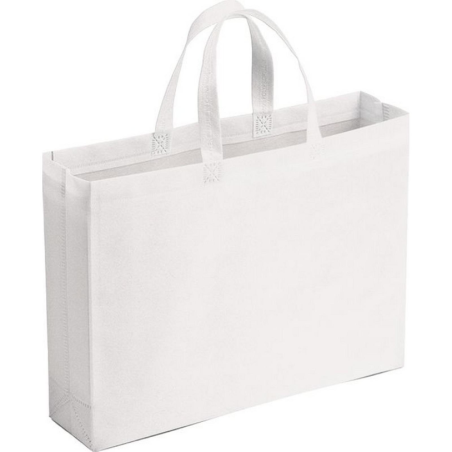 10 BUSTE SHOPPERS IN TNT BORSE SPESA BIANCO 42x32 cm con soffietto 