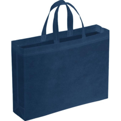 10 BUSTE SHOPPERS IN TNT BORSE SPESA BLU SCURO 42x32 cm con soffietto 