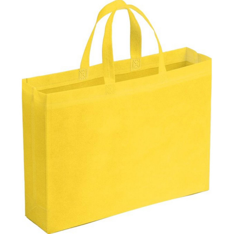 10 BUSTE SHOPPERS IN TNT BORSE SPESA GIALLO  42x32 cm con soffietto 