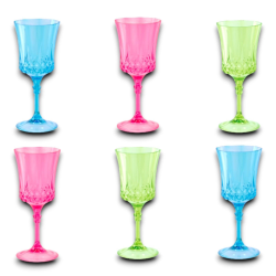 6 Calici Colorati in Plastica 280 ml - Diam. 8 cm/Altezza 19,5 cm