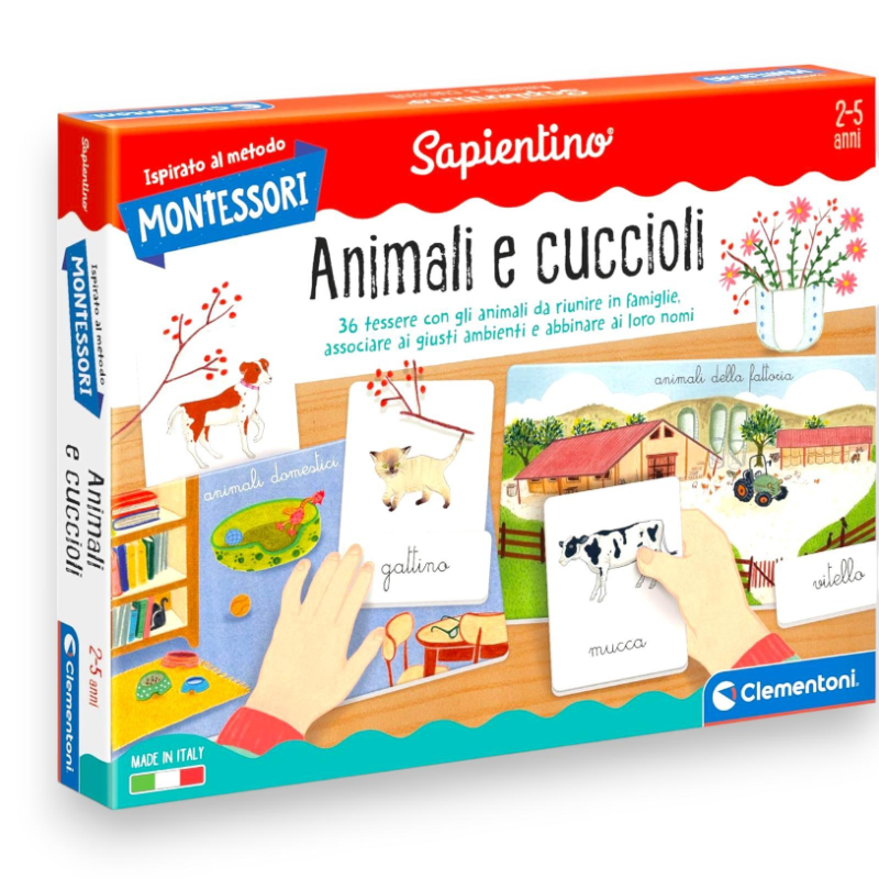 Gli Animali e i loro cuccioli - Made in Italy, gioco Montessori 2 anni