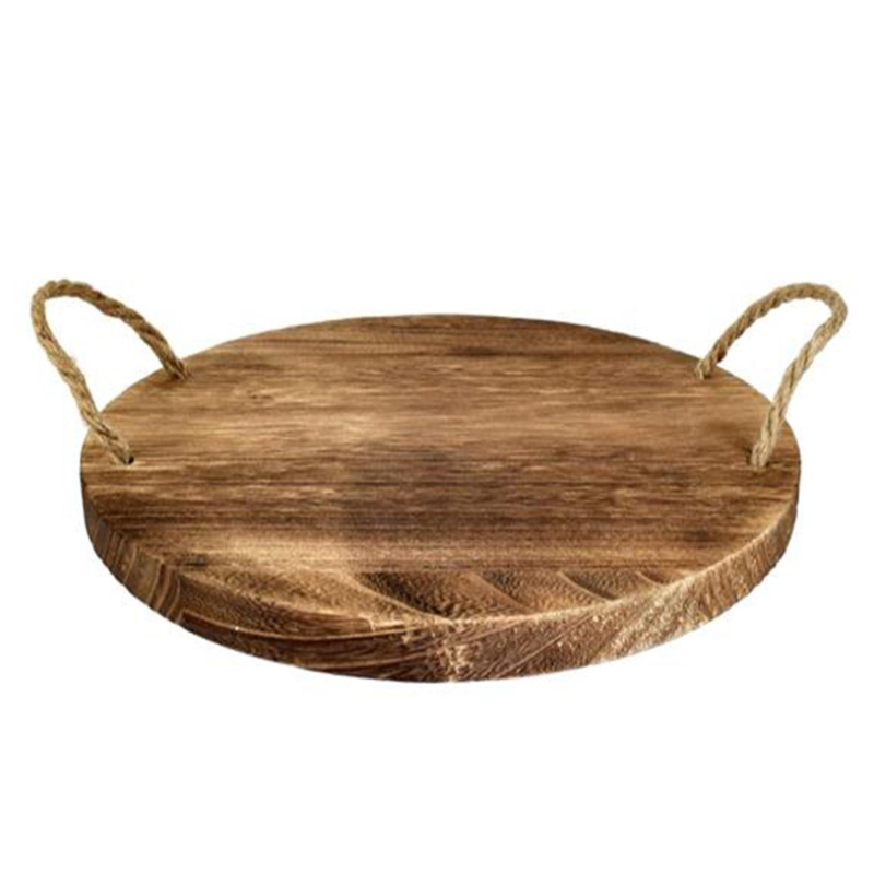 Tagliere Tondo in Legno Naturale con corda diametro 35 cm h.2.5 cm Vas