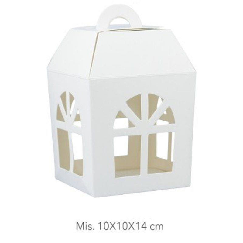 Scatola in Cartone Lanterna con Finestra - Bianco - 10x10x14 cm - BOX 