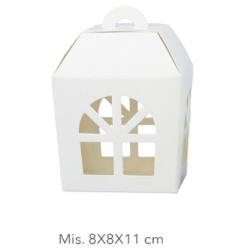  10 Scatole in Cartone Bianco Lanterna con Finestra 8x8x11 cm