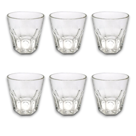 Set 6 Bicchieri in Vetro Trasparente Tumbler Basso 250 ml 