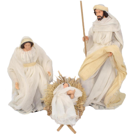 Aurora Store Set Natività Artigianale in tessuto Bianca Avorio Presepe