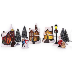 Città del Natale set 8 pz - 3 cassette-  Con Luci e Led 30 cm