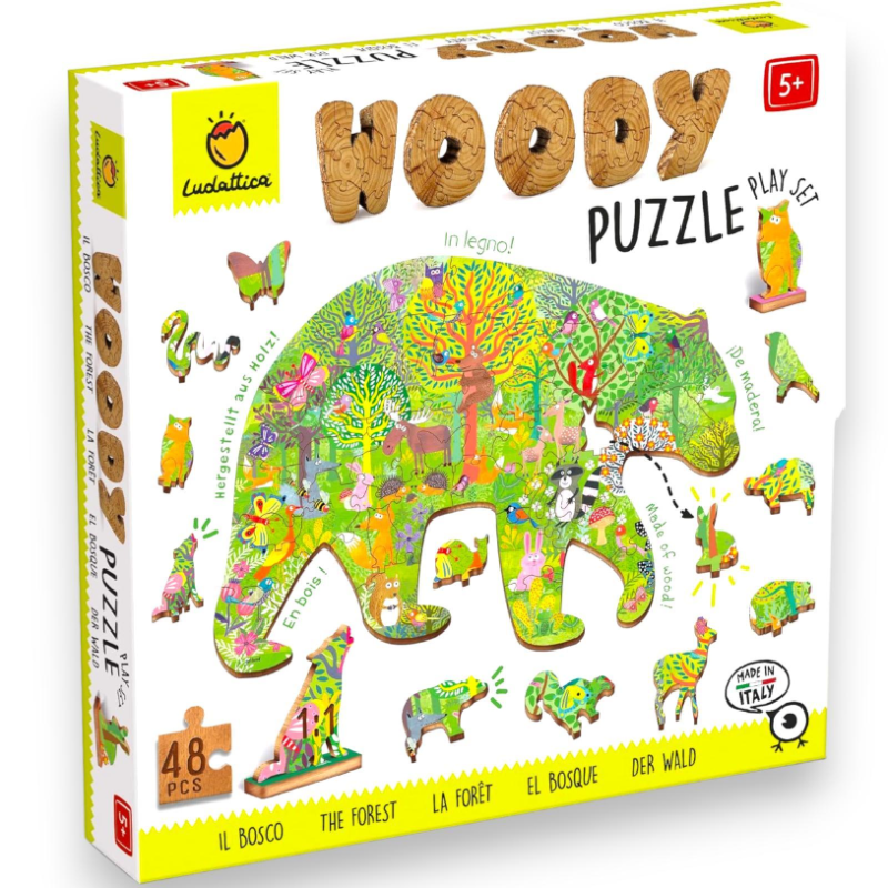 Ludattica  Woody puzzle Il Bosco  Puzzle 48 pezzi in legno bambini 5+ 