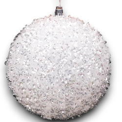 Sfera Tinsel - Bianca - 10 cm