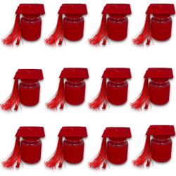 12 Barattoli Con Cappello Rosso Laurea - 6x4x3 cm