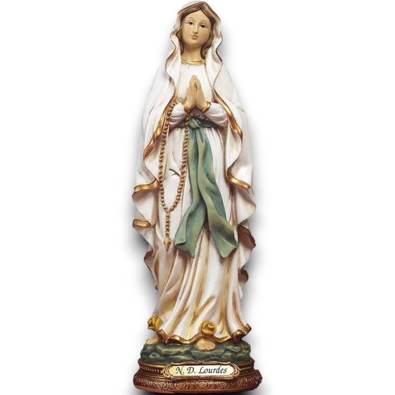 Statua Religiosa Madonna di Loudes, Figura Santa Maria in Ceramica h. 