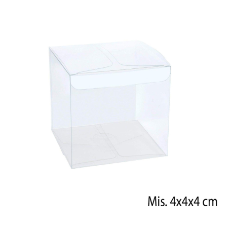 25 Scatoline quadrate cubo in PVC Trasparente 4x4x4 cm