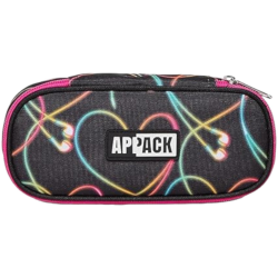 Appack - Astuccio Portapenne Round Plus - Nero Cuffie - 23x10x5,5 cm