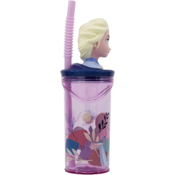 Bicchiere Originale Disney Frozen 3D per bambini da 360 ml con cannucc