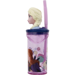 Bicchiere Originale Disney Frozen 3D per bambini da 360 ml con cannucc