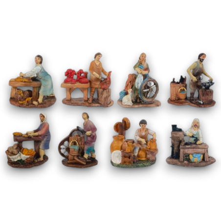 Set 8 Statuine Mestieri per Presepe Lusso -  9 cm