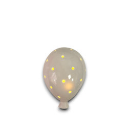 CBR- PALLONCINO IN CERAMICA-  BIANCO CON LED -  10,3x7,4x6 cm