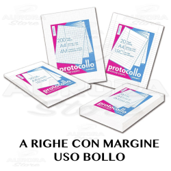 RISMA FOGLI PROTOCOLLO A RIGHE CON MARGINE USO BOLLO 21X29 CM 120 GR 1