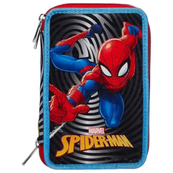 SJ Gang - Astuccio 3 Zip Spiderman - 12,5x19,7x7 cm