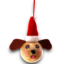 6 Palline con Cappello e Orecchie - Cani - 8 Cm