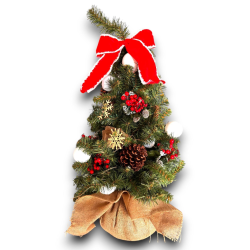 Albero di Natale Verde - 80 cm - Decorazione Pigne e Sfere - CEN-88043